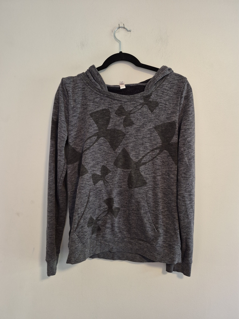 Under Armour Medium Grey & Black Logo Graphic Hooded Pullover Sweatshirt